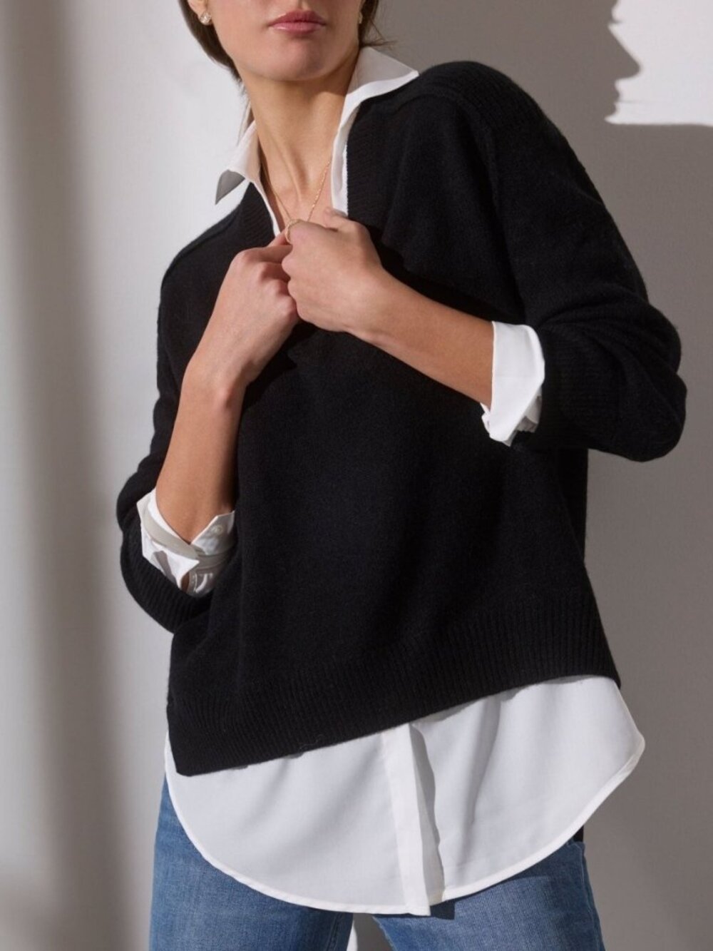 Brochu Walker The Looker Layered V Neck Pullover Sweater